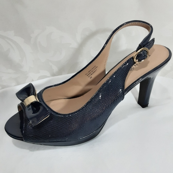 Karen Scott Dark Blue Slingback Peep Toe 9M - Picture 3 of 8